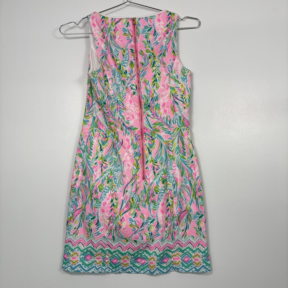Lilly Pulitzer Dress Womens 2 Multicolor Floral Print Shift V Neck Lined 005603 - Picture 4 of 13